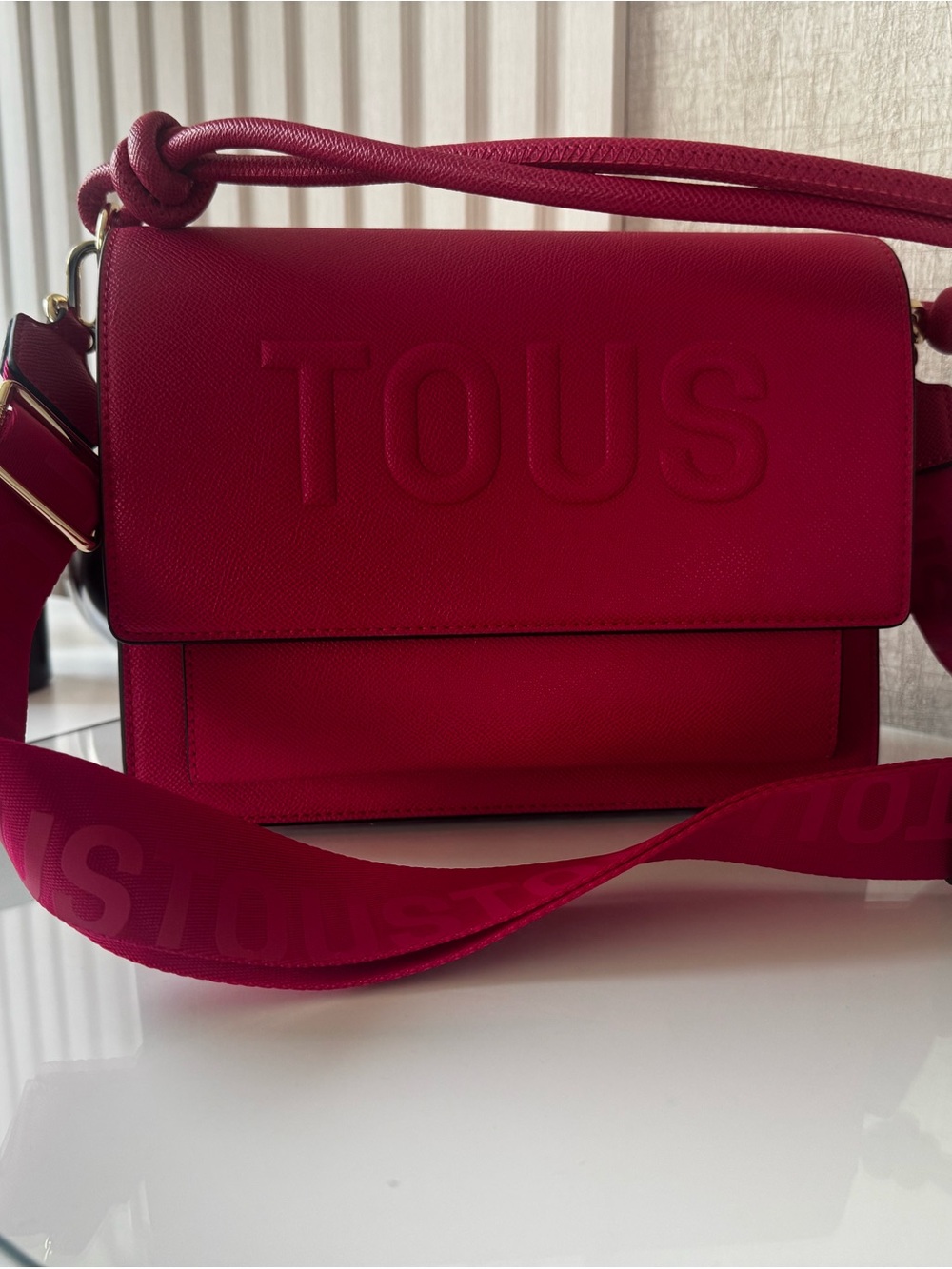 Tous Hot Pink Crossbody Bag with Embossed Logo